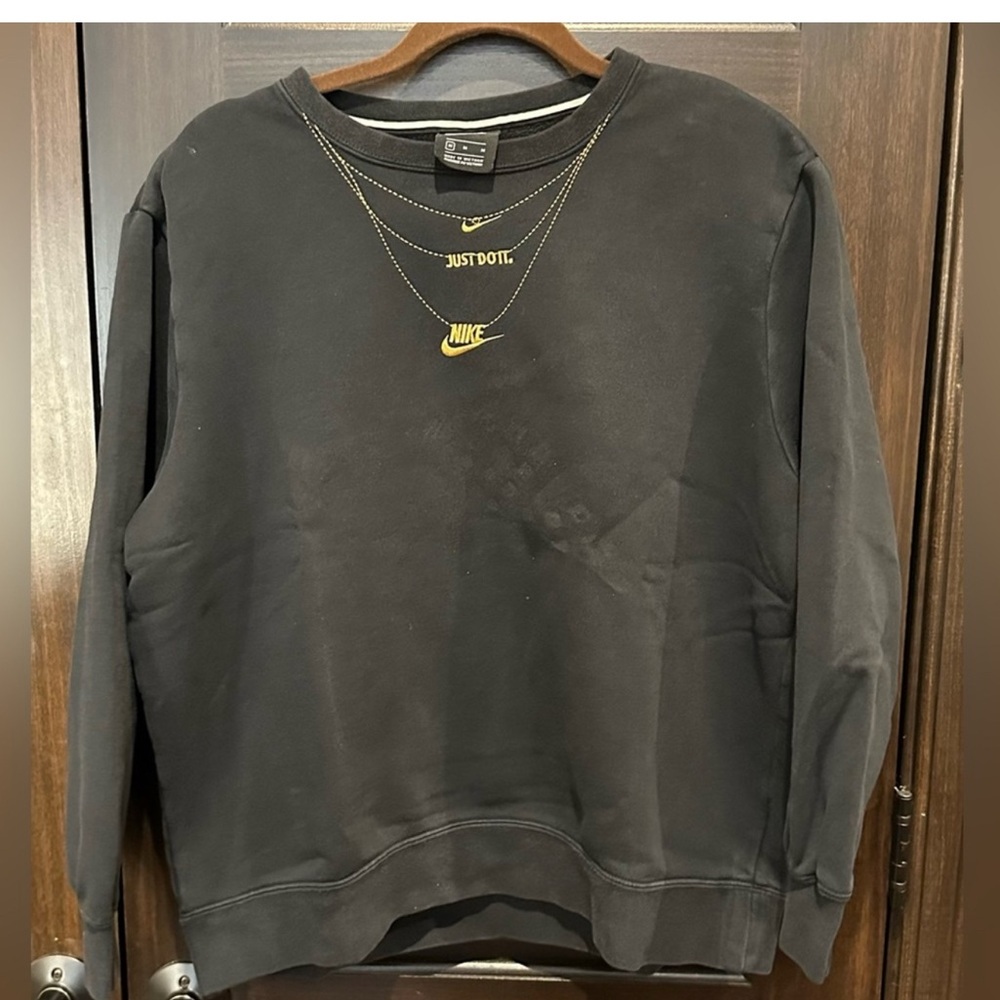 Nike Women's Black Sweatshirt with Gold Logo